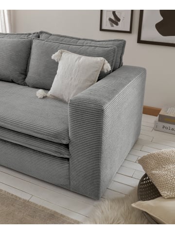 Furn.Design Sofa hellgrau Cord, Couch 2-Sitzer 180 cm