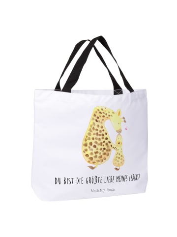 Mr. & Mrs. Panda Reisetasche Giraffe Kind mit Spruch in Weiß