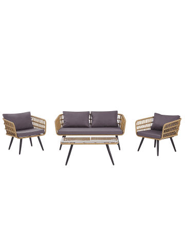 Beliani 4-tlg Sitzgruppe FOBELLO in /Beige/Schwarz
