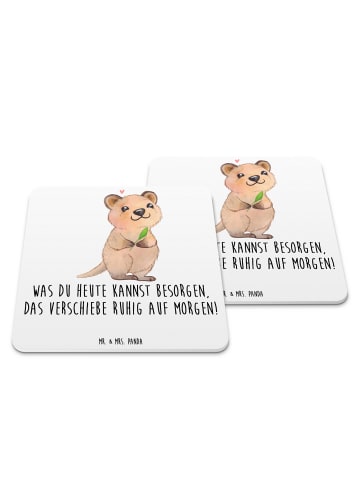 Mr. & Mrs. Panda Untersetzer Quokka Happy mit Spruch in Weiß