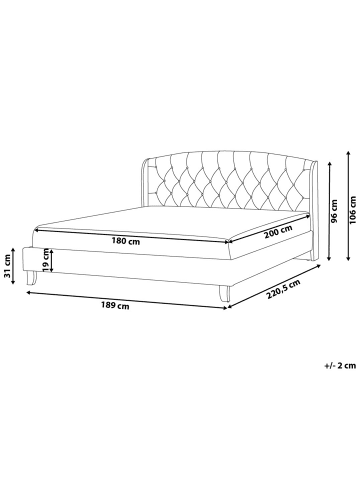 Beliani 2-tlg Doppelbett BORDEAUX in Grau/Schwarz