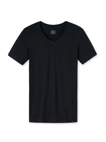 Schiesser Unterhemd / Shirt Kurzarm Long Lift Soft in Blauschwarz