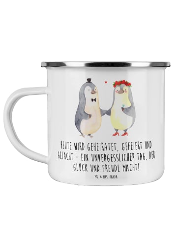 Mr. & Mrs. Panda Becher Hochzeitsfeier Freude mit Spruch in Weiß