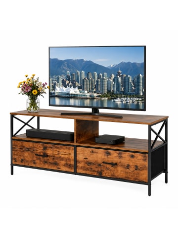 relaxdays TV Lowboard in Braun/ Schwarz - (B)120 x (H)50 x (T)40 cm
