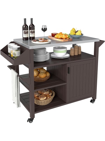 COSTWAY Grillwagen Outdoor in Braun