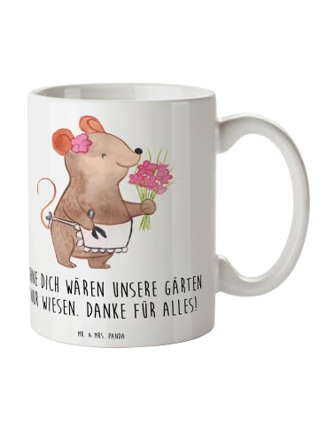 Mr. & Mrs. Panda Henkelbecher Dankbarer Gärtner mit Spruch in Weiß