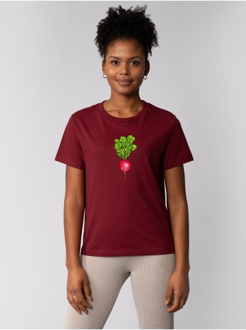 wat? Apparel T-Shirt Radieschen in Weinrot