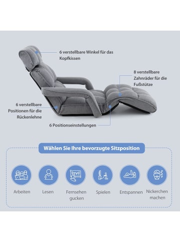 COSTWAY Bodensessel 5-Fach einstellbar in Grau