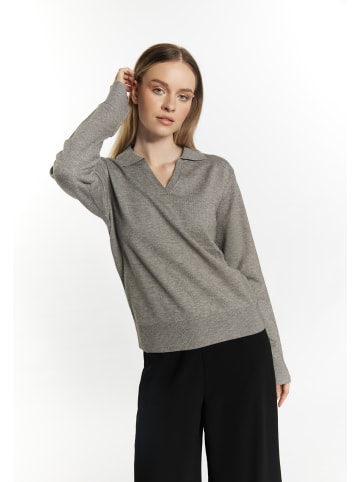 DreiMaster Damen Strickpullover in Grau Melange
