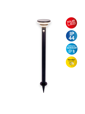 näve LED Solarleuchte "NORA" in schwarz - (L)16 cm x (B)16 cm x (H)86 cm