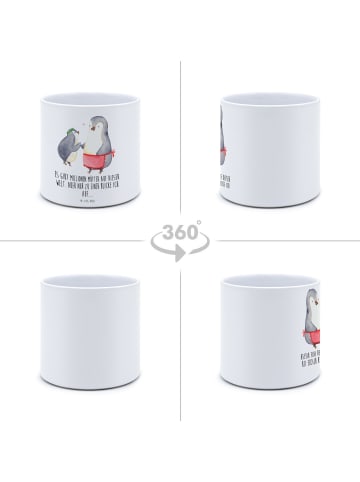 Mr. & Mrs. Panda XL Blumentopf Pinguin mit Kind mit Spruch in Weiß