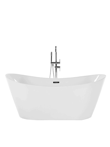 Beliani Freistehende Badewannen ANTIGUA in Weiß/Silber - (W) 75 x (H) 72 x (L) 150 cm