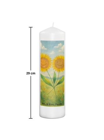 Mr. & Mrs. Panda Kerze Blume Sonnenblume Design ohne Spruch in Weiß