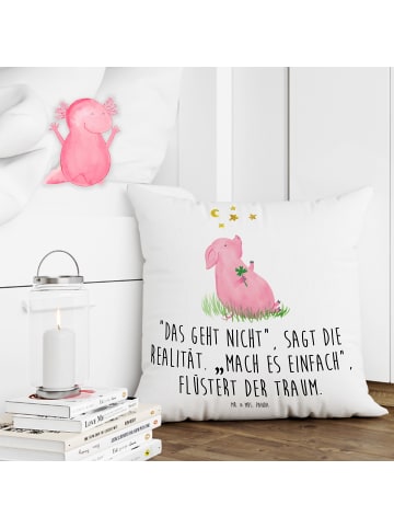 Mr. & Mrs. Panda Kissen 40x40 Schwein Glück mit Spruch in Weiß