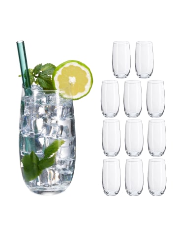 relaxdays 12x Trinkgläser in Transparent - 520 ml