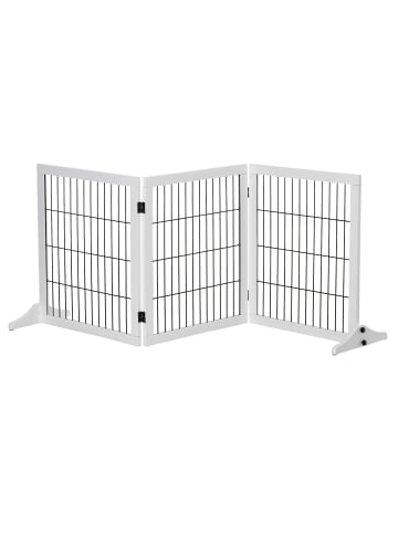Pawhut Hunde Absperrgitter Weiß 185L x 36B x71H cm