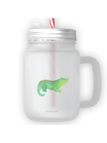 Mr. & Mrs. Panda Eiskaffee-Glas Krokodil ohne Spruch in Transparent