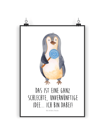 Mr. & Mrs. Panda Bild Pinguin Lolli mit Spruch in Weiß