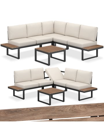 tectake Aluminium Garten-Lounge-Set Eliar höhenverstellbare Ausgleichsschrauben, schwarz