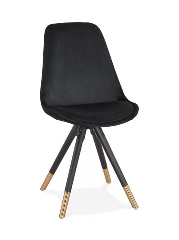 KADIMA DESIGN Designerstuhl aus Holz mit Samtbezug | 48x56x83 cm | Schwarz in Schwarz