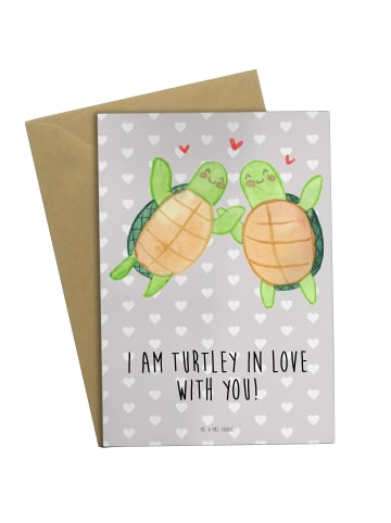 Mr. & Mrs. Panda babykarte Schildkröten Paar mit Spruch in Grau Pastell