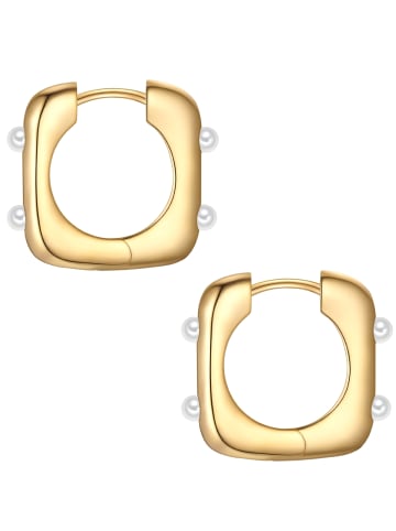 Yokoamii Creolen aus Metall-Legierung mit Perle (synth.) in gelbgold