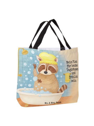 Mr. & Mrs. Panda Tote Bag Waschbär Design mit Spruch in Weiß