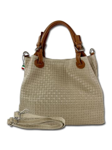 Florence Handtasche, Umhängetasche Leder taupe, beige ca. 31cm