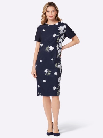 Sieh an! Druckkleid in marine-ecru-bedruckt