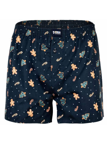 Happy Shorts Web-Boxershorts 1er Pack in Navy/Bordeaux X-Mas Cookies