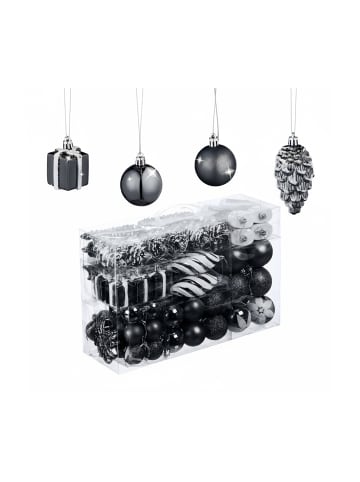 relaxdays 72-tlg. Weihnachtskugeln Set in Schwarz