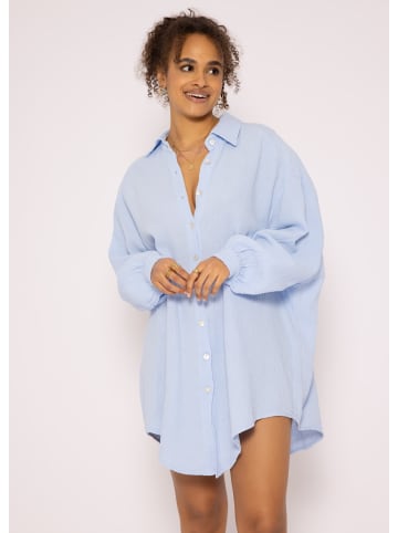 SASSYCLASSY Ultra Oversize Musselin-Blusenhemd lange Variante in Hellblau
