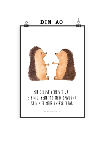 Mr. & Mrs. Panda Poster Igel Liebe mit Spruch in Weiß