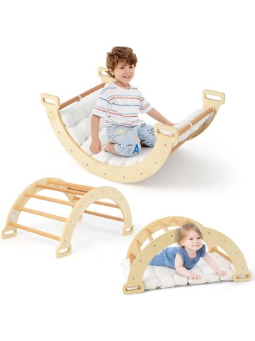 COSTWAY Kletterbogen mit Kissen ab 3 Jahre in Beige