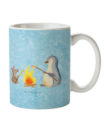 Mr. & Mrs. Panda Kindertasse Pinguin Lagerfeuer ohne Spruch in Eisblau