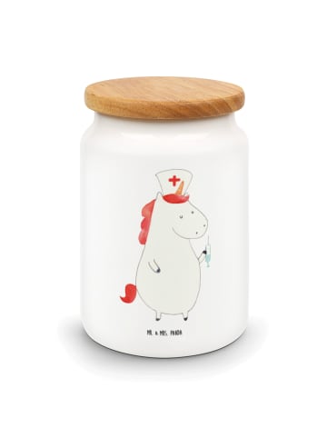 Mr. & Mrs. Panda Kaffeedose Einhorn Krankenschwester ohne Spruch in Weiß