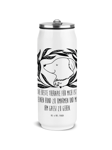 Mr. & Mrs. Panda Trinkflasche Hund Blumen mit Spruch in Weiß