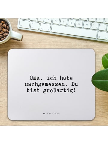 Mr. & Mrs. Panda Mousepad Oma, ich habe nachgemessen.... mit Spruch in Aquarellblau