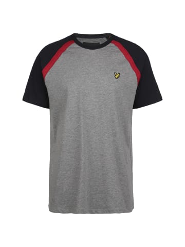 Lyle & Scott T-Shirt Three Panel Sleeve in grau / rot