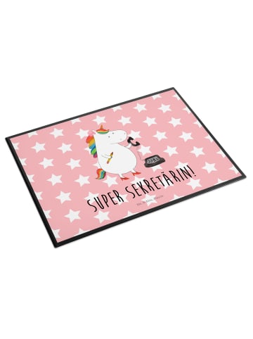 Mr. & Mrs. Panda Schreibunterlage Einhorn Sekretärin mit Spruch in Rot Pastell