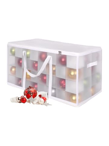relaxdays Weihnachtskugel-Aufbewahrungsbox in Transparent/ Weiß - (B)73 x (H)37 x (T)36 cm