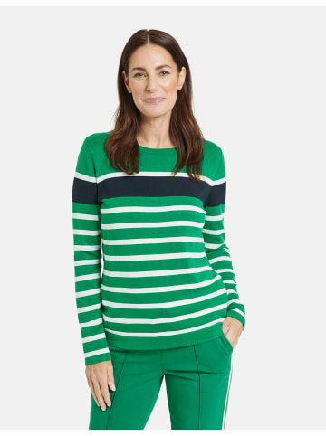 Gerry Weber Pullover Langarm Rundhals in Vibrant Green/Offwhite Striped