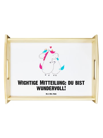 Mr. & Mrs. Panda Serviertablett Einhorn Mitteilung mit Spruch in Weiß