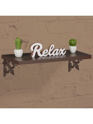 relaxdays 4 x Regalwinkel Lilien Ornamen in Braun