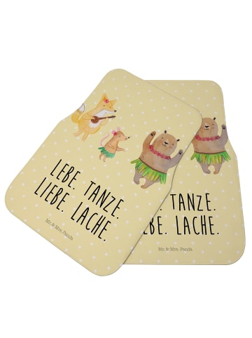 Mr. & Mrs. Panda Fußmatte Fürs Auto Waldtiere Aloha mit Spruch in Gelb Pastell