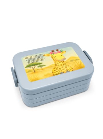 Mr. & Mrs. Panda Lunch Box Giraffe Blumenkranz Design mit Spruch in Blau Pastell