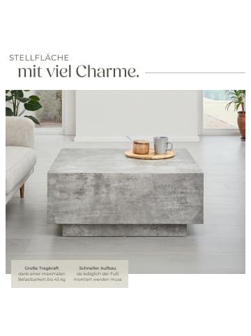 tectake Beistelltisch Inkl. Bodenschoner, Belastbarkeit 45 kg, 80 x 80 x 35 cm