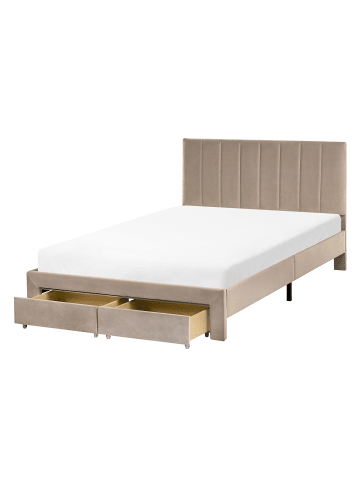 Beliani Doppelbett LONZAC in Beige - (W) 125 x (H) 90 x (L) 208 cm