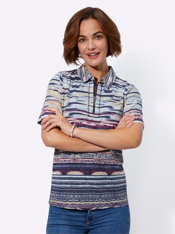 WITT WEIDEN Poloshirt in marine-rosé-bedruckt