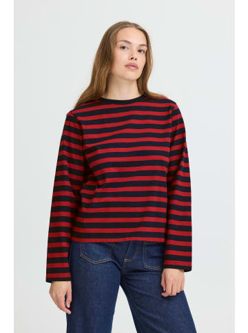 Pulz Langarm-Shirt PZSAHANA Regular fit in Navy Burned Red Striped